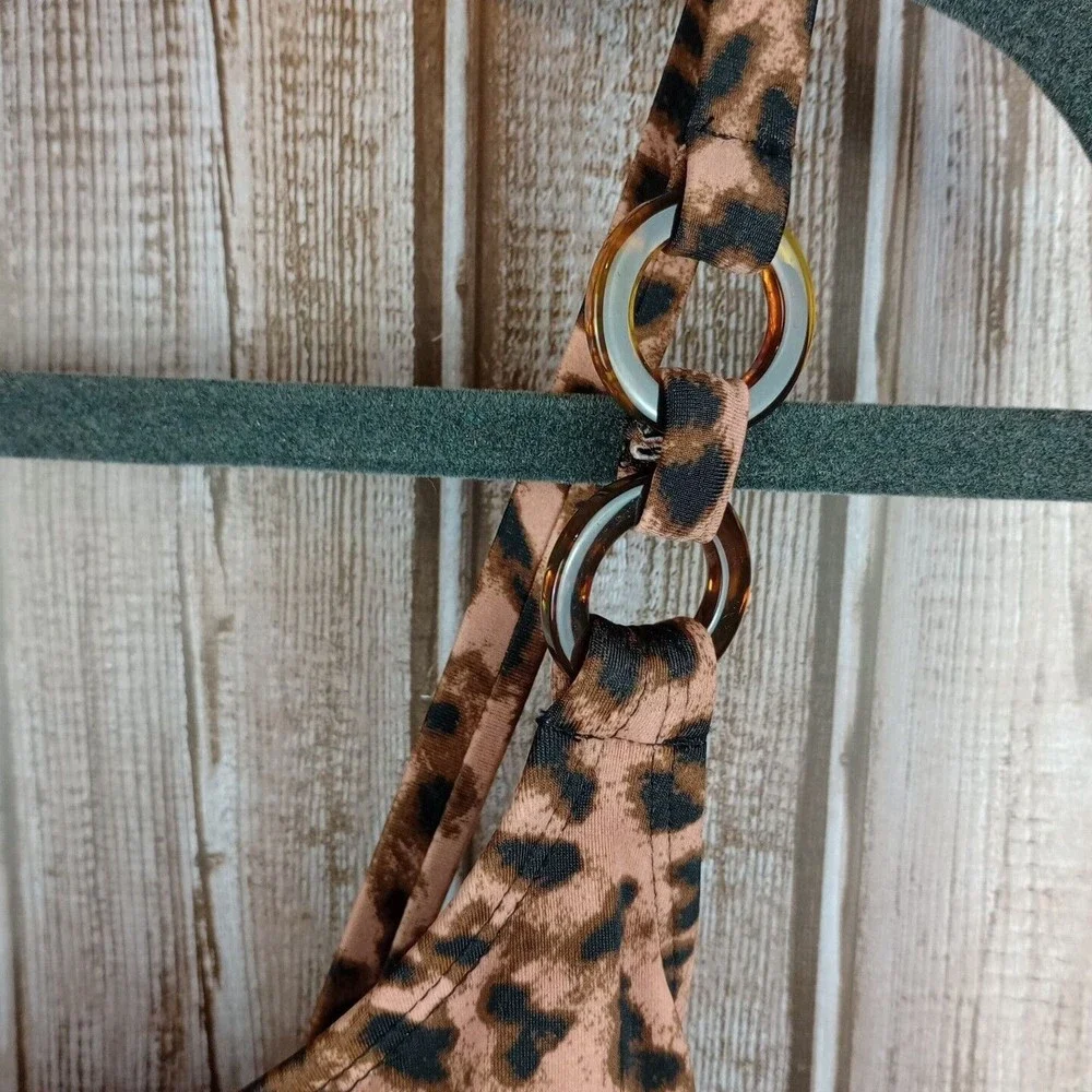 Time and Tru Leopard Double Ring Strap One Piece Swimsuit Women's Size 3X NWT